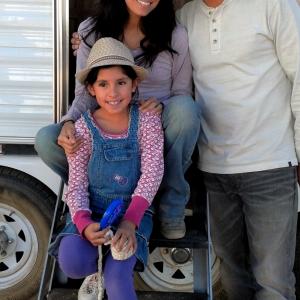 Lorl on the set of Frontera with Eva Longoria and Michael Pea Nov 2012