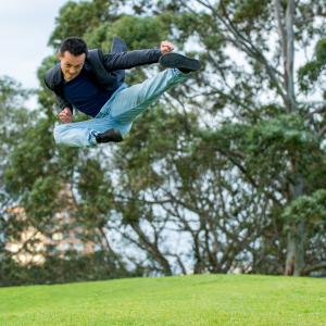 Khanh performing a flying kick @North Sydney, 20/08/14