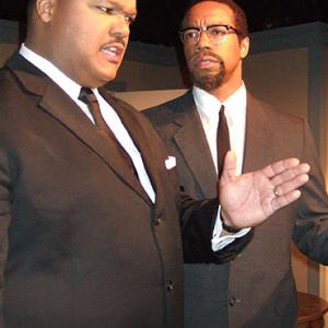Abner Genece left as Dr Martin Luther King Jr and Rico E Anderson right as Malcolm X in the 2007 revival of Jeff Stetsons play The Meeting
