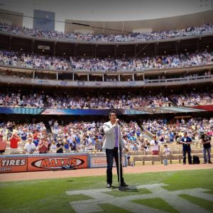 Ektor Rivera singing the National Anthem at Dodger Stadium, Los Angeles, CA. 2013