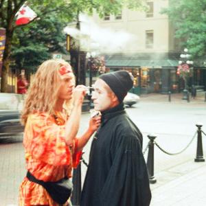 On location some makeup in Vancouvers historic Gastown behind is the steam clock 2002 Vancouver Vagabond