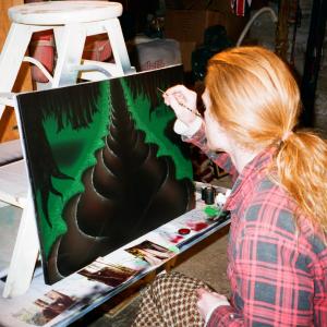 Pictorial Forest background matte painting Acrylic on Canvas 1997
