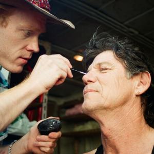 Applying some makeup on location 2003