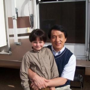 Chase Fox and Jackie Chan on the set of Spy Next Door 2009