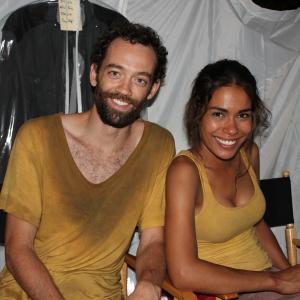 Myke Holmes and Daniella Alonso on the set of Revolution (2012)