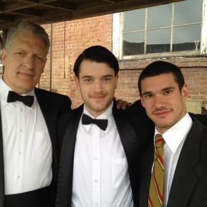 From left Clancy Brown Chase Williamson and Alberto De Diego on the set of Sparks