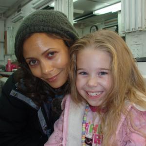 On the set of Vanishing On 7th St with Thandie Newton