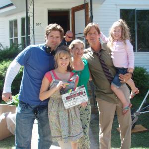 Taylor with Director Dallas Jenkins and costars Debby Ryan Kristy Swanson and Kevin Sorbo on the set of What If