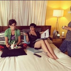 With Christina Giagos and director Natalia Provatas on the set of Lazy Actress