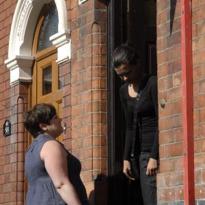 Chrissa Maund producer on the set of The Musician 2009 with lead actress Francesca Kingdon