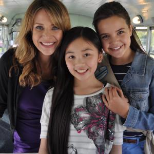Jessalyn Gilsig Melody B Choi  Bailee Madison on the set of Smart Cookies