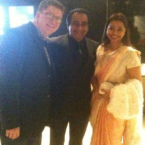 With Sanjeev Bhaskar and Ayesha Dharker at BAFTA Cymru Awards 2014