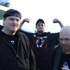 Toe Tag's Fred Vogel and Jerami Cruise with Horror Director Adam Gierasch on location of 