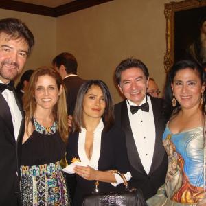 At a Los Angeles event for the Mexican artistic organization SIVAM, with Mexican tenor Jose Luis Duval, actor Salma Hayek, concert pianist Fernando García Torres and Mexican soprano Olivia Gorra.