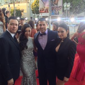 2013 Alma Awards red carpet arrival. Director Kenneth Castillo, Dexter's Aimee Garcia, La Guapa's Al Coronel and Cindy Vela.
