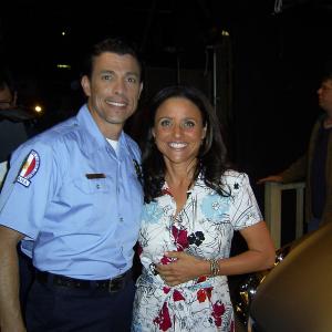 Al Coronel and Julia LouisDreyfus on the set of New Adventures of Old Christine