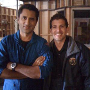 Cliff Curtis Rabbit and Raul Bustamante on the set of Trauma