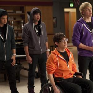 Still of Mark Salling Matthew Morrison and Chord Overstreet in Glee 2009