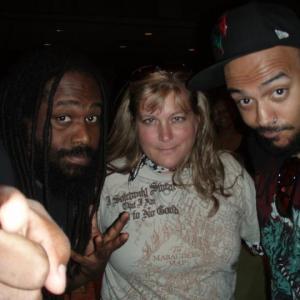 Elizabeth Anne with MusicianArtistLyricist Asaan Swamburger Brooks from Solillaquists of Sound and DirectorProducerCinematographer X144 Maged Khalil Ragab at the Enzian Film Slam for the Premiere of the Solillaquists of Sound music video MARVEL
