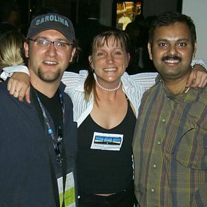 Filmmakers Andrew Hunt Elizabeth Anne and Arun Vaidyanathan at the Trigger Street Productions party Tribecca Film Festival 2005