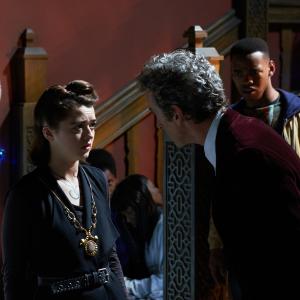 Still of Peter Capaldi Maisie Williams and Joivan Wade in Doctor Who 2005