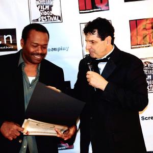 Charles Emmett receiving award for Best Directorial Debut  The New York International Independent Film Festival Los Angeles Edition wRich Rossi Festival Director