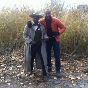 As Deputy US Marshall Bass Reeves pictured w director Sterling Milan in the Travel Channels Monumental Mysteries series