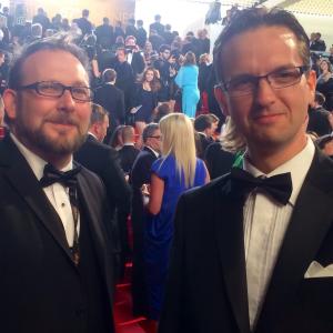 Andy Poulastides r and Kelvin Beer l attending the opening of the 67th Cannes Film Festival