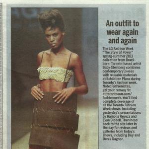 Roxanne Wright in Toronto Sun Newspaper Fashion Week