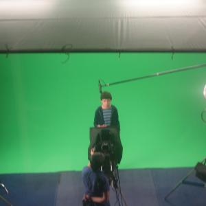 Brenden Miranda on the set, working the green screen for Nintendo 3DS Testimonials.