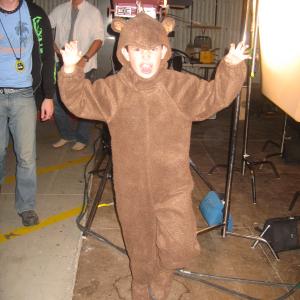 Brenden Miranda hamming it up in between takes during the filming of Baby Bear