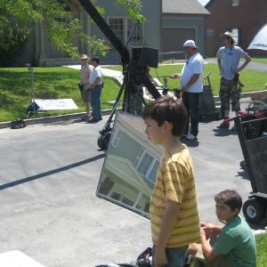 Brenden Miranda watching the action on the set of Welcome to the Future
