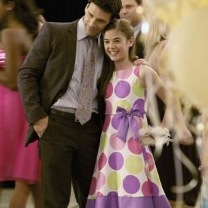 McKaley Miller on the set of ABCs The Gates with Frank Grillo
