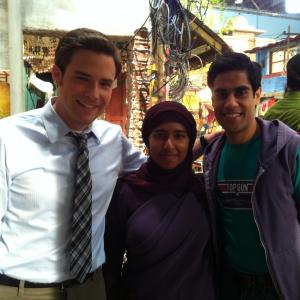 Sarah Zerina Usmen with Ben Rappaport and Sacha Dhawan on NBC series Outsourced