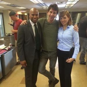 Maurice Hall and Natalie Britton with director John Murlowski on set of the movie A Date To Die For
