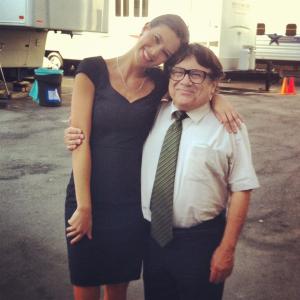 Nicole Sienna on the set of Its Always Sunny In Philadelphia with Danny DeVito
