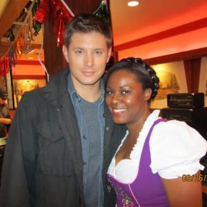 TeanaMarie Smith and Jensen Ackles on the set of Supernatural 2011