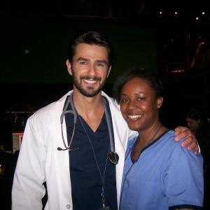 TeanaMarie Smith and Eyal Podell on the set of  Defying gravity 2009