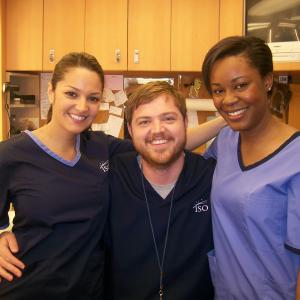 Teana-Marie Smith, Paula Garces and Dylan Taylor on the set of 