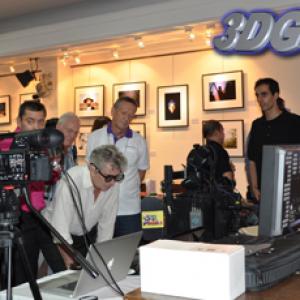 Al Caudullo, the 3D Guy, conducted an informative hands-on session with some of latest top-of-the-line 3D products, including Panasonic's new Professional 3D camera and 25-inch 3D broadcast monitor. With him are the soon-to-be-released Panasonic 3D c