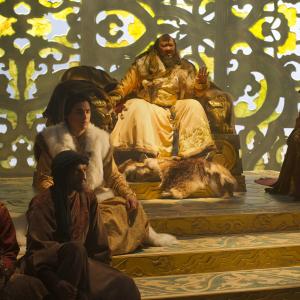Still of Joan Chen Amr Waked Benedict Wong Mahesh Jadu and Remy Hii in Marco Polo 2014