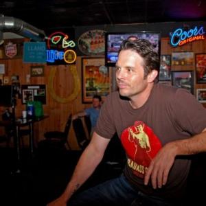 Jon Michael Davis on location at the Horseshoe Lounge in Austin, Texas on the set of Red White & Blue (2010)