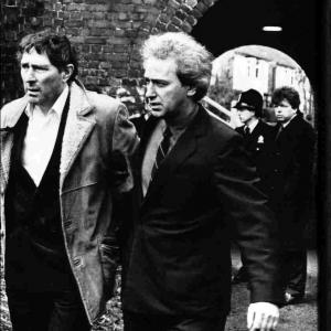1989 ITV. Coronation Street. Detective Dimitri Kissoff arresting 'Alan Bradley' (Mark Eden)