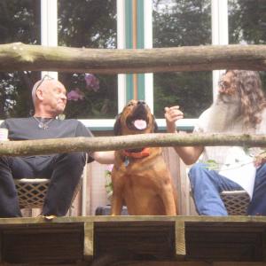 Hangin out on the set of DEER CROSSING with actor Doug Bradley and Chance the Wonder Dog