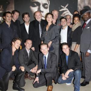 The cast of Mob City pose for portrait with their director Frank Darabont  TNT president Michael Wright before the premiere of Mob City