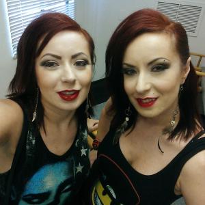 Jen and Sylvia Soska BTS on the set of their new Blumhouse game show, Hellevator, on GSN.