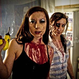 Jen and Sylvia Soska as Badass and Geek in their debut Grindhouse feature film Dead Hooker In A Trunk