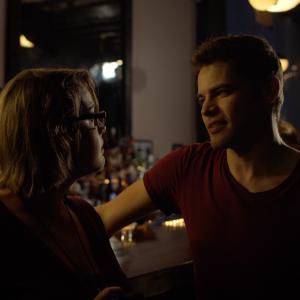 Jeremy Jordan and Elizabeth Seldin on set for Beth and Charly The Series