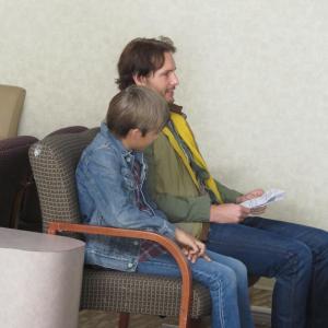 Nathaniel on the set of Walter with Peter Facinelli