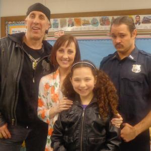 Rebecca with Dee Snider Mitchell Jarvis and Kathy Searle on set of the film Fools Day